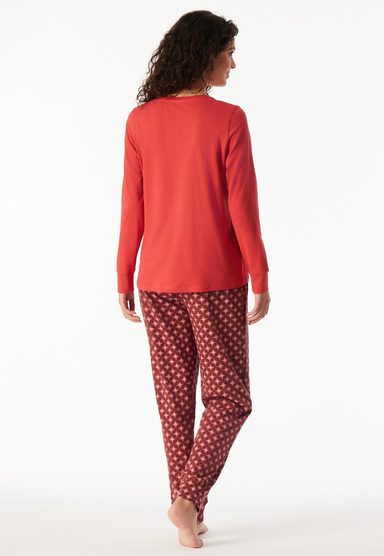 Schlafanzug lang Bündchen graphit gemustert - Comfort Essentials