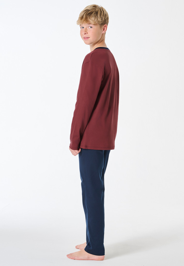 Pigiama lungo montagna rosso bordò - Nightwear