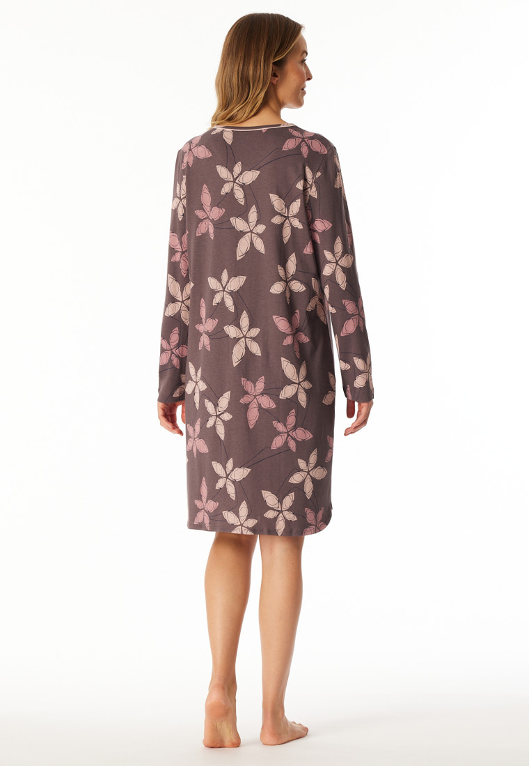 Chemise de nuit manches longues fleurs imprimé mauve - Comfort Nightwear