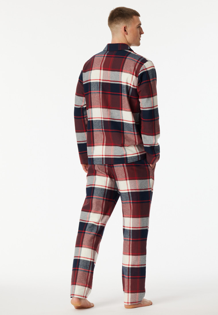 Pigiama in tessuto di flanella rosso bordò motivo a quadretti - Select! Premium Warming