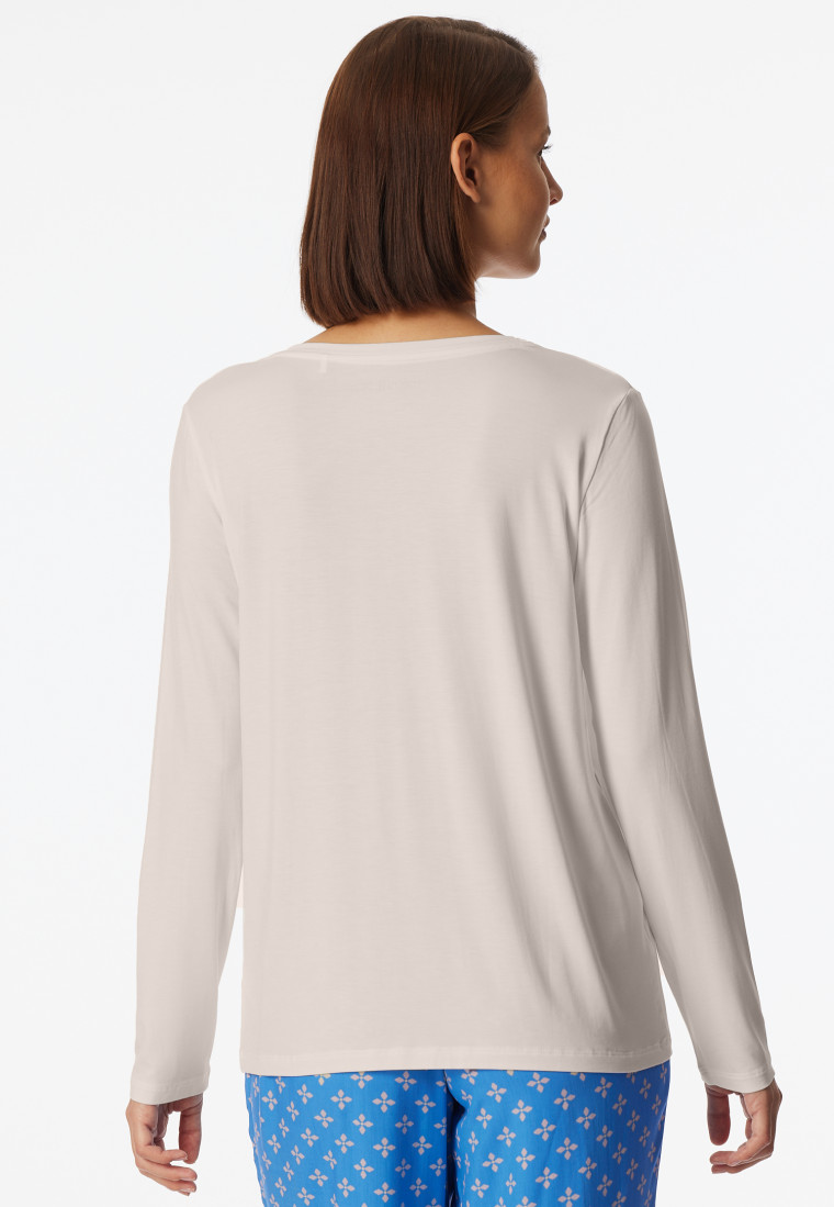 Maglietta manica lunga scollatura a V off-white - Mix+ Relax