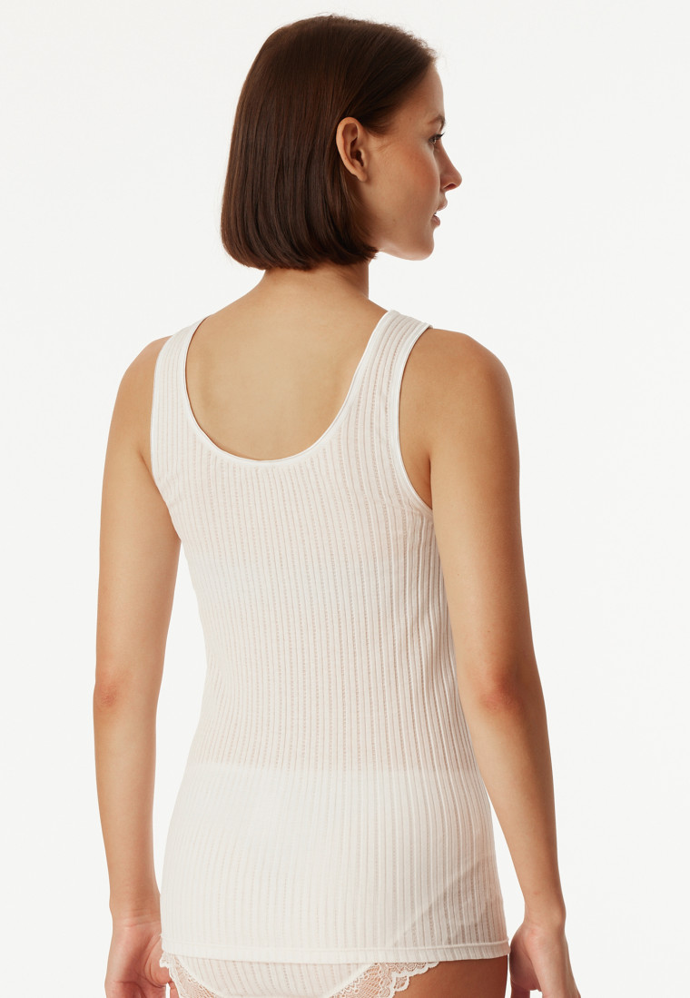 Strap top fine rib needle out structure lace off-white - Revival Marie