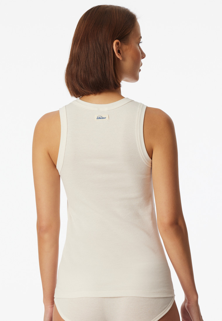 Strap top fine rib off-white - Revival Paula