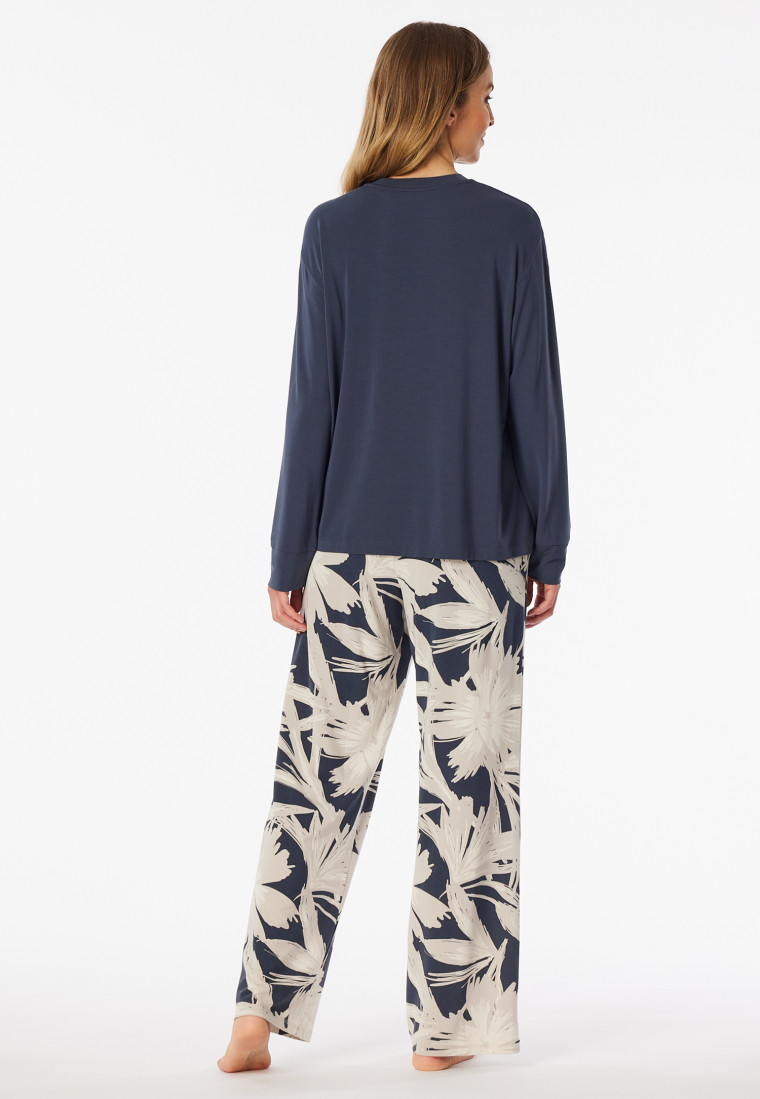 Pyjama long fleurs graphite - selected ! premium