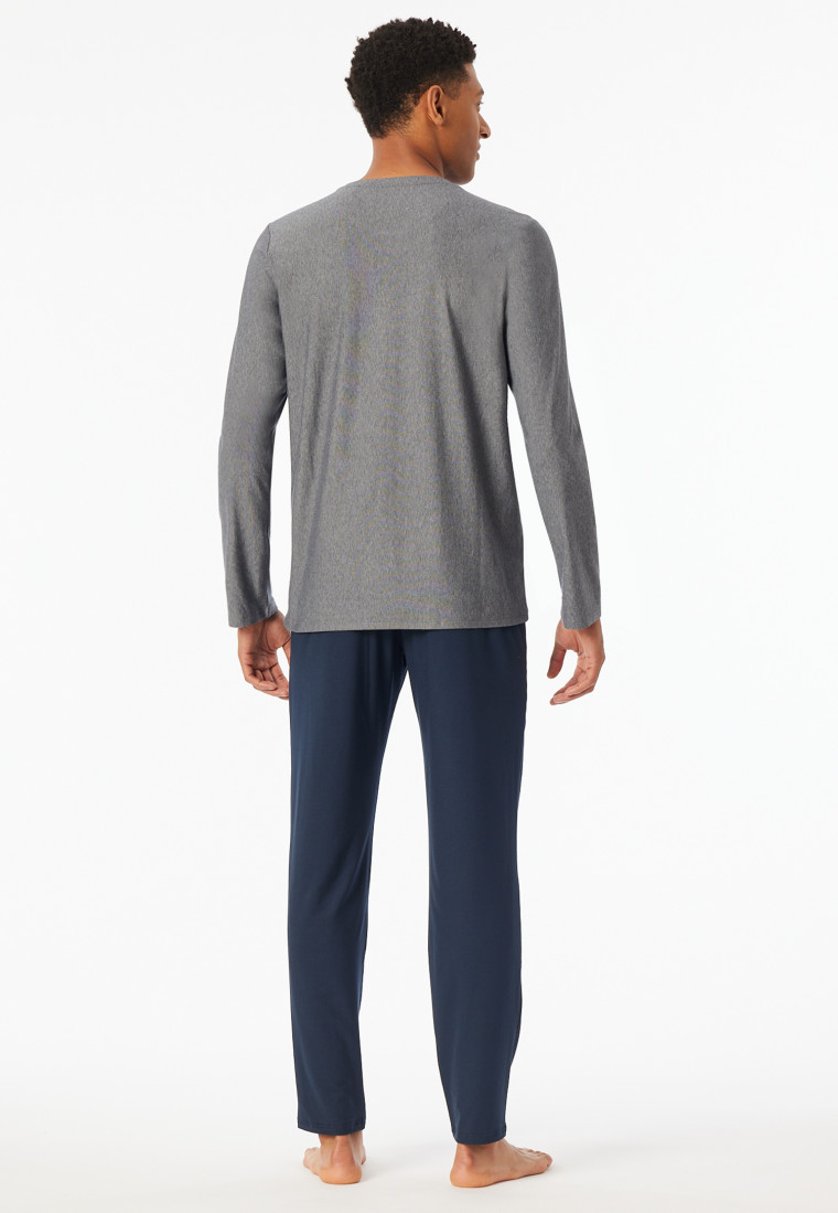 Pyjama long rayures bleu nuit - Selected Premium Jacquard