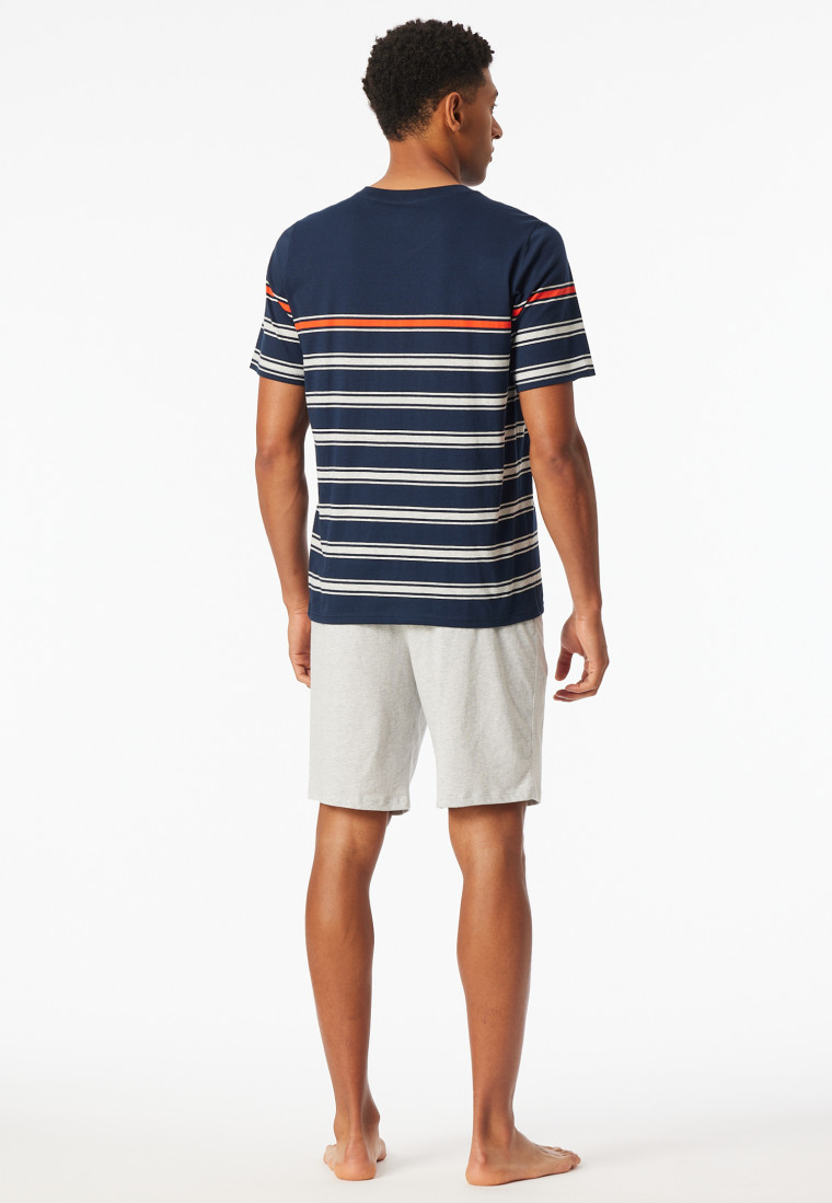 Schlafanzug kurz Ringel nachtblau - Casual Nightwear