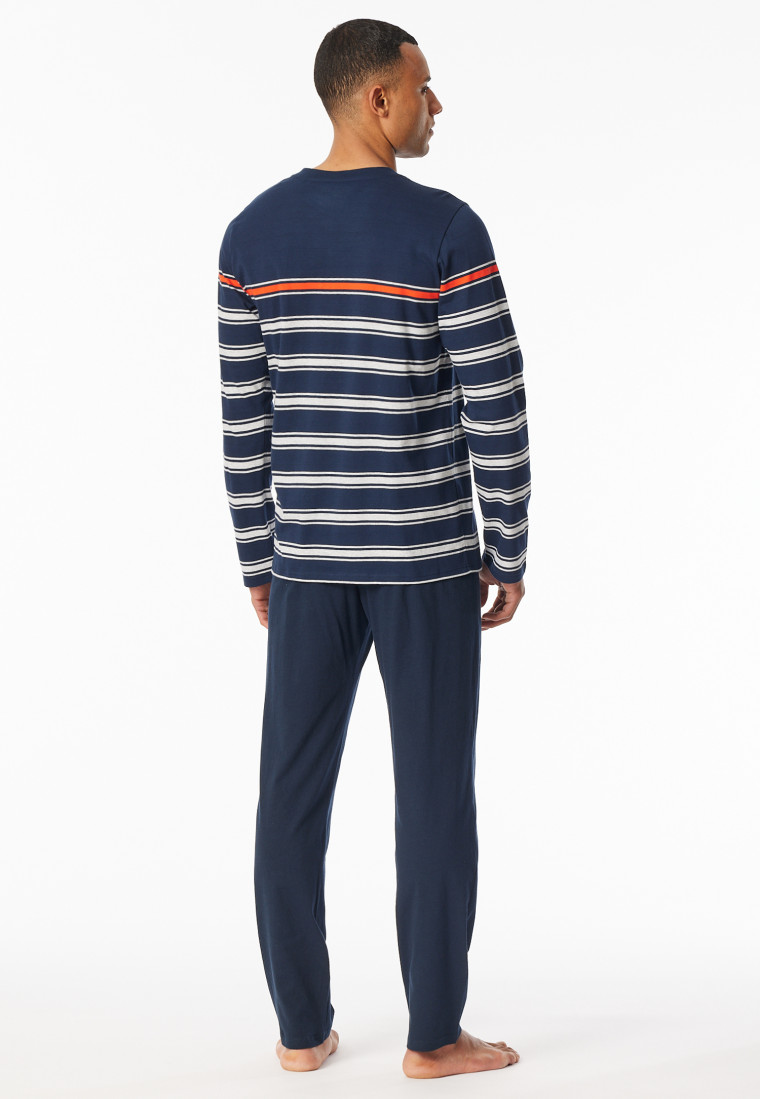 Pigiama lungo a righe blu notte - Casual Nightwear