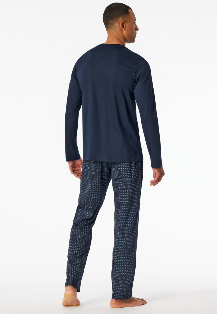 Pyjamas long pyjamas with button placket graphite - Fine Interlock