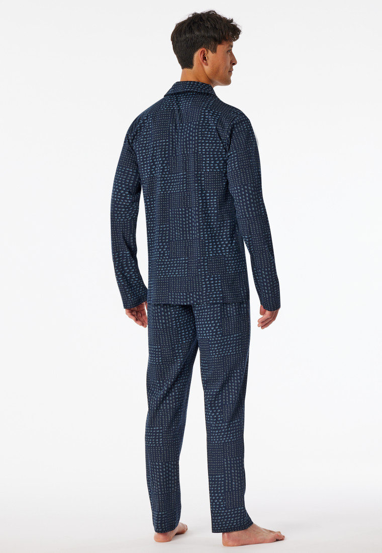 Pyjamas long button placket graphite - Fine Interlock