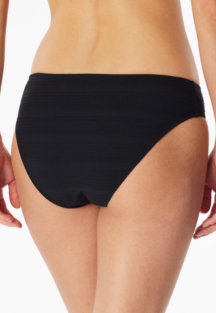 Slip bikini in jersey riciclato a strisce nero - Aqua