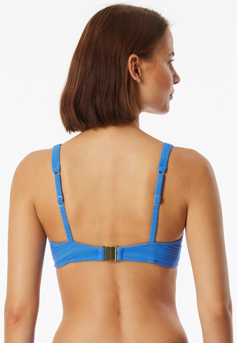 Bikini top with underwire jersey recycled stripes aquarium - Aqua