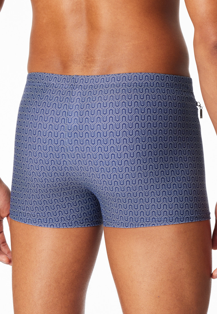 Swimming trunks with zipper pocket jersey navy patterned - Aqua