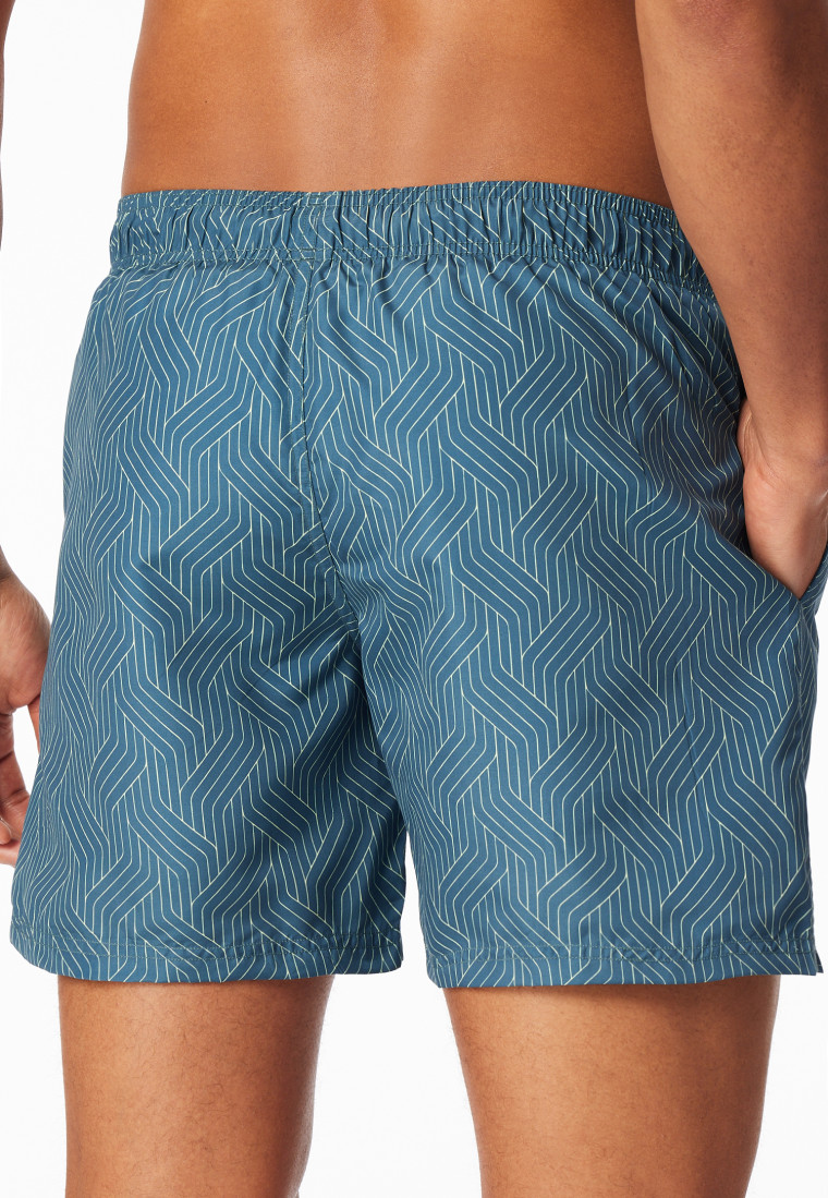 Swim trunks woven fabric lime patterned - Aqua