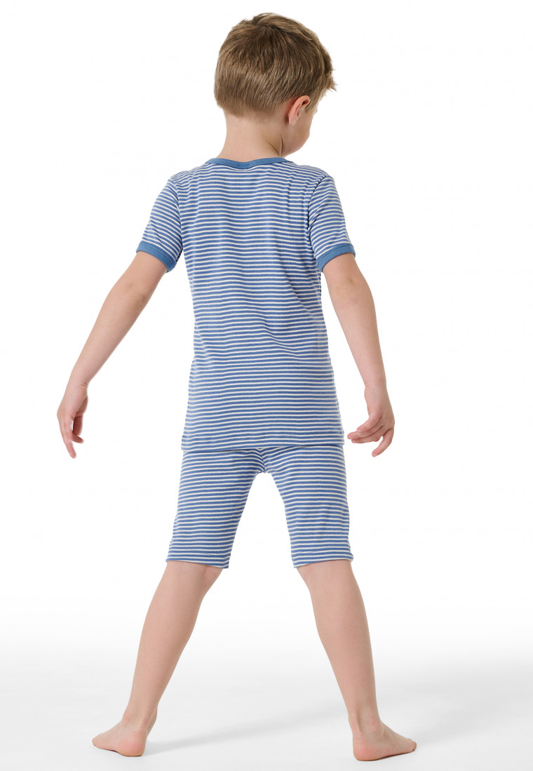Schlafanzug kurz Ringel jeansblau - Natural Love