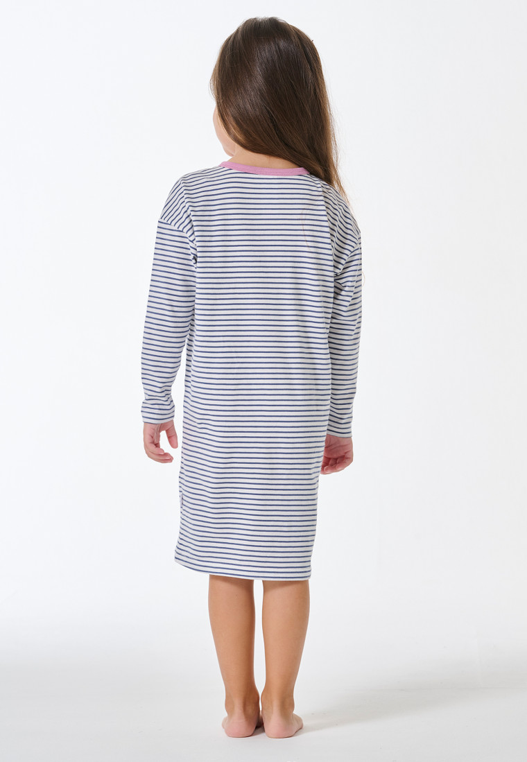 Nachthemd langarm Ringel Herz jeansblau - Kids Nightwear