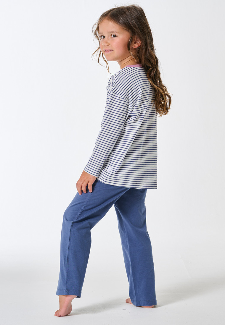 Long pyjamas striping heart denim blue - Kids Nightwear