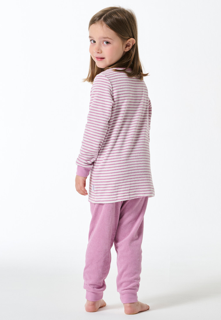 Schlafanzug lang Frottee Bündchen Ringel orchid - Kids Nightwear