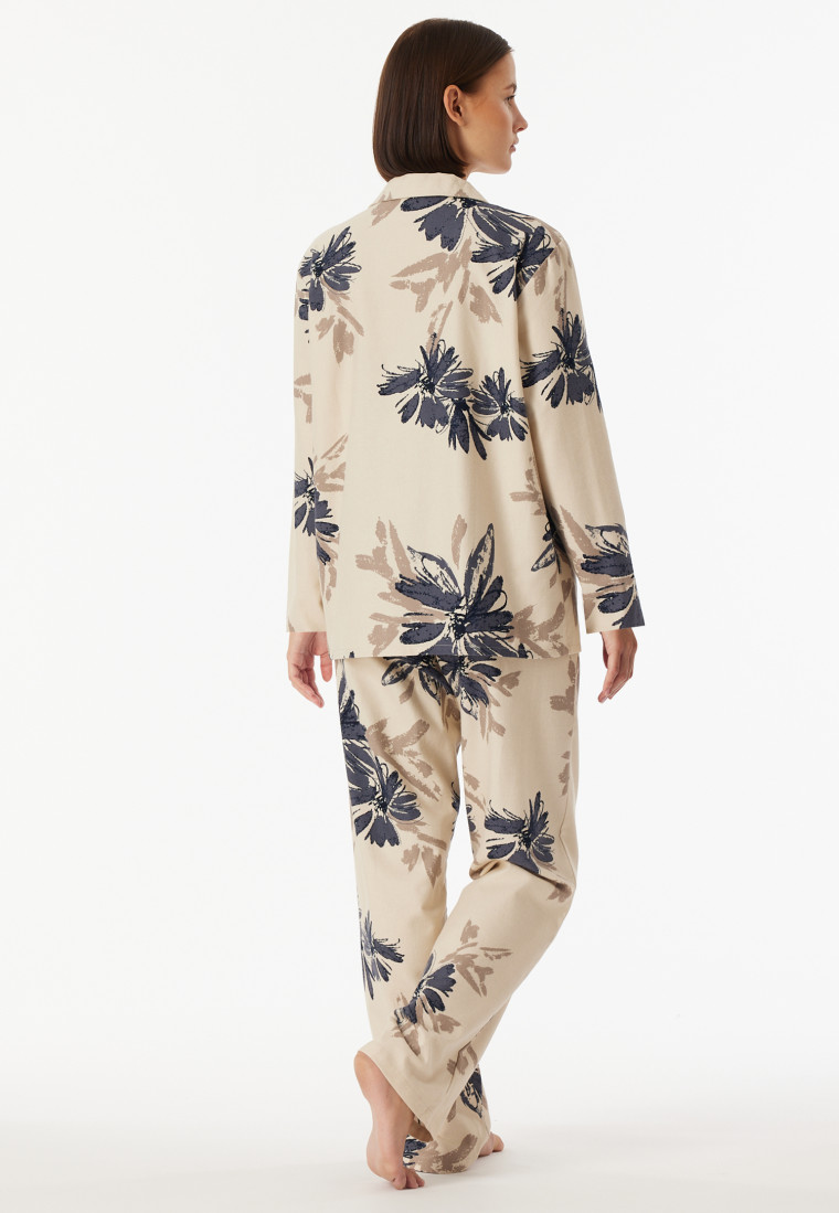 Pyjama lang Flanell Blumen macchiato - Comfort Interlock