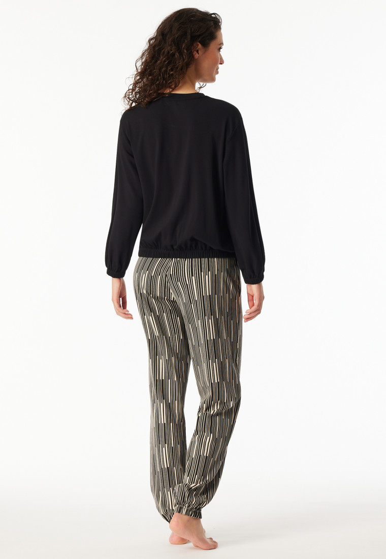 Pyjama long poignet noir - Modern Nightwear