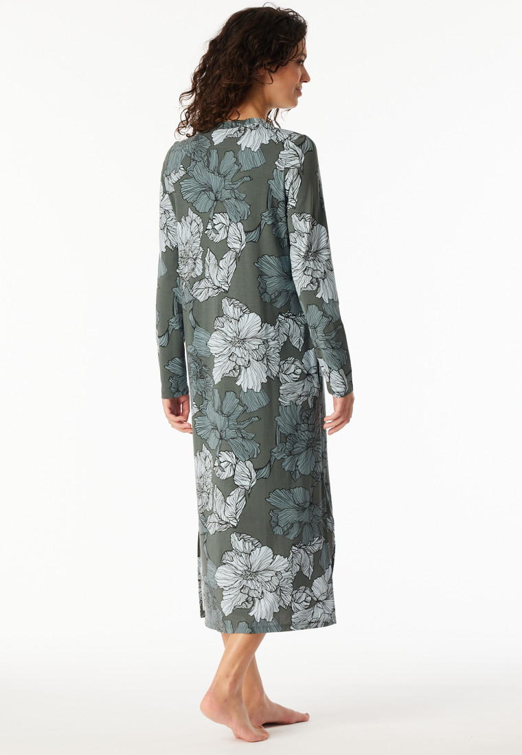 Sleep shirt long-sleeve aloe vera flowers mineral - Selected Premium