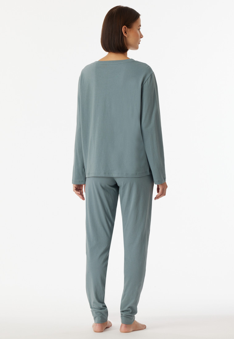 Schlafanzug lang Bündchen Stickerei mineral - Casual Nightwear