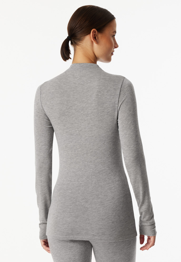 Tee-shirt à manches longues gris chiné - Premium Warming