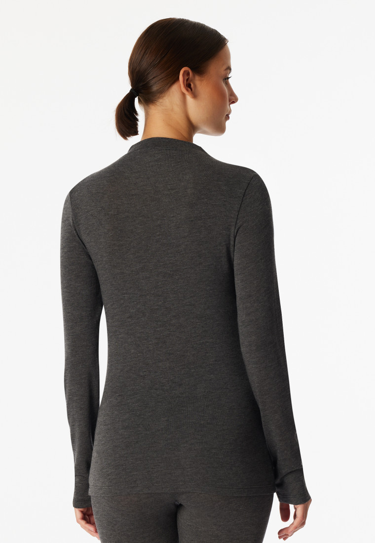 Shirt mit Rolli langarm dunkelgrau-meliert - Premium Warming