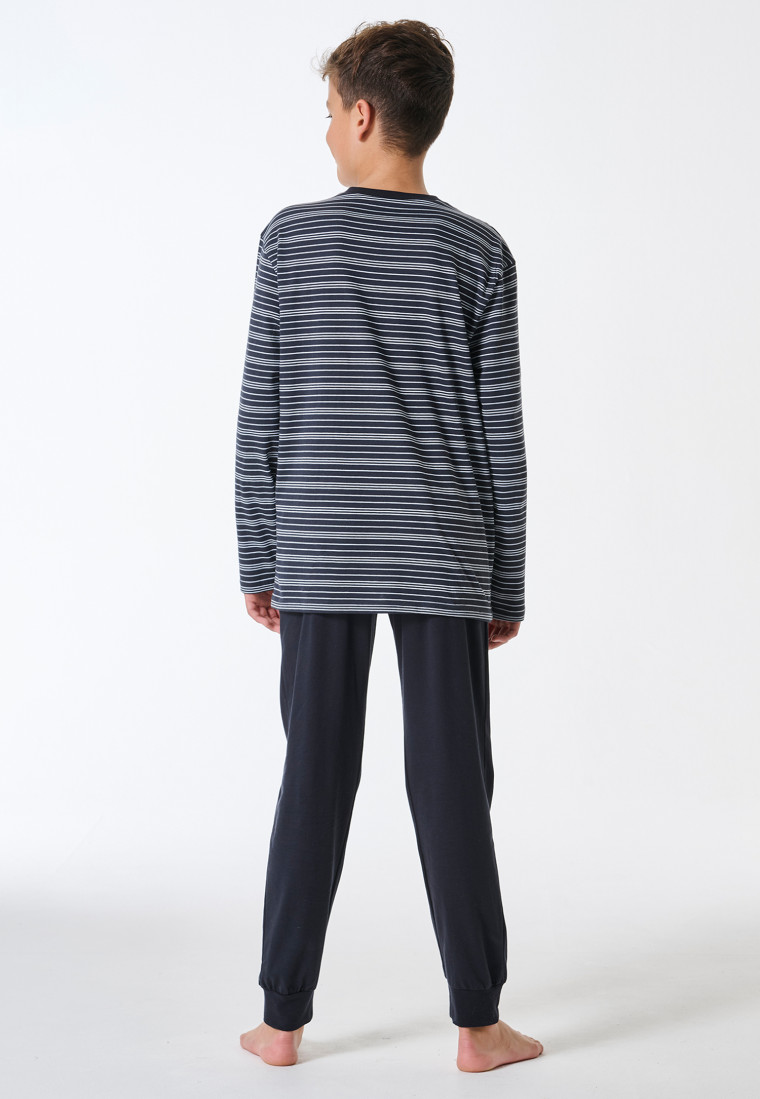 Schlafanzug lang Ringel navy - Teens Nightwear