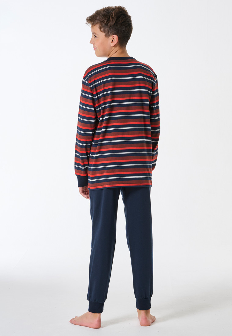 Pyjama long poignet rayures bleu nuit - Teens Nightwear