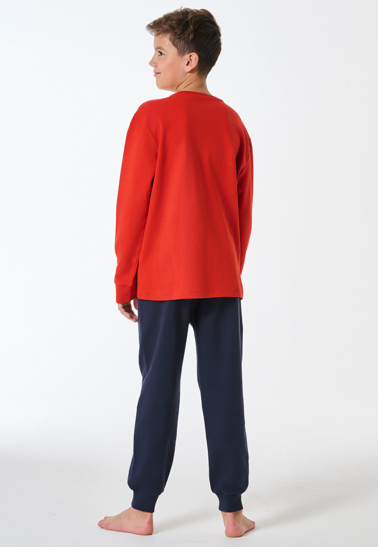 Pigiama lungo polsini in felpa rosso - Teens Nightwear