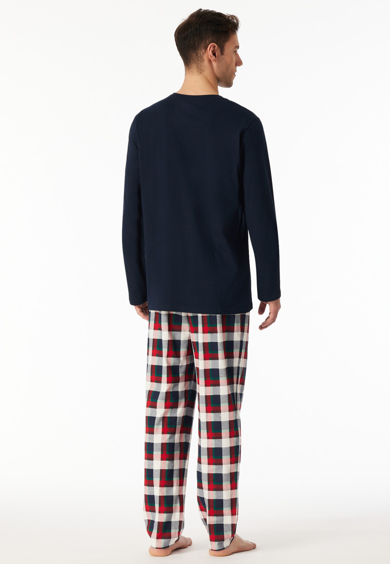 Pigiama lungo con scollatura a V blu notte - Family