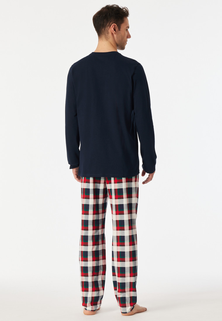 Schlafanzug lang Karo nachtblau - Family
