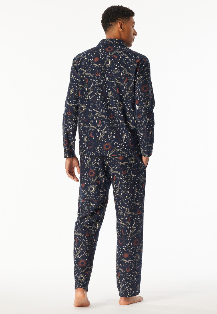 Pyjama lang Flanell nachtblau bedruck - X-Mas Family