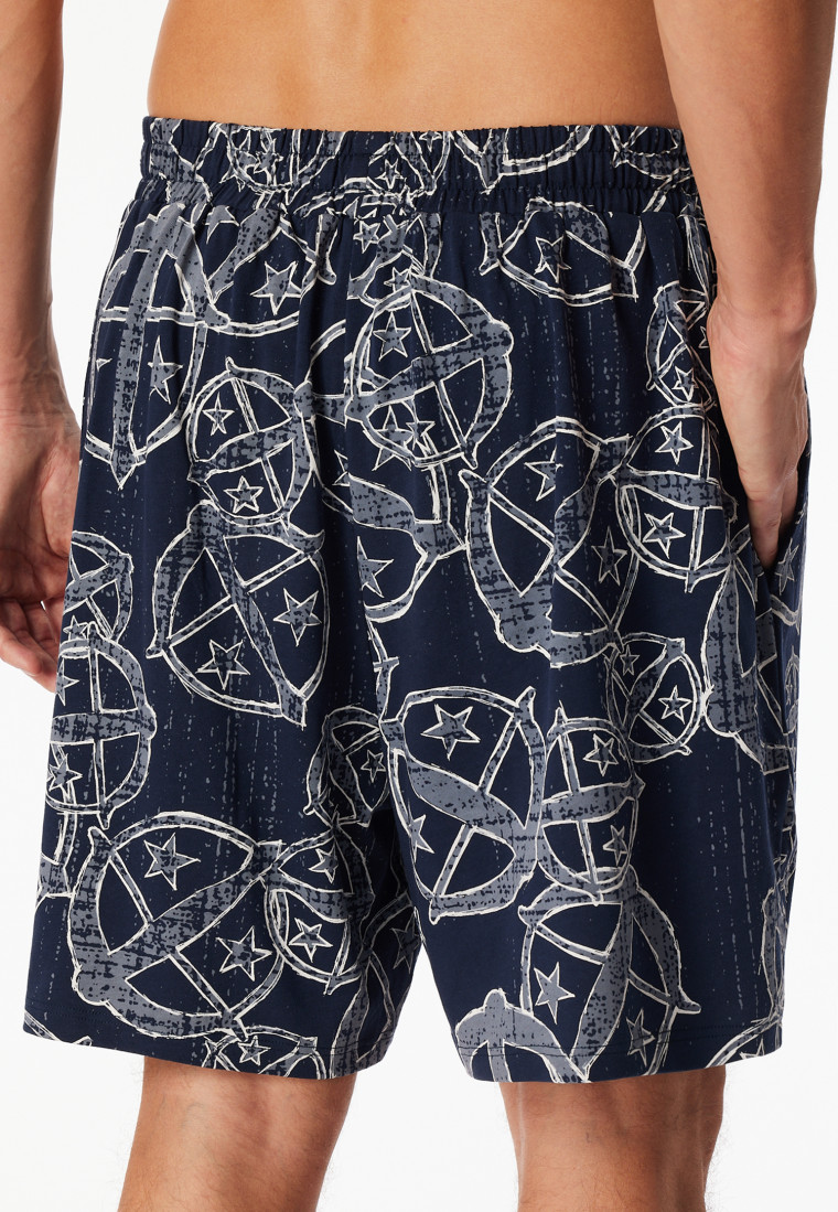 Bermuda con stampa statement blu-bianco - SCHIESSER 150 Anni