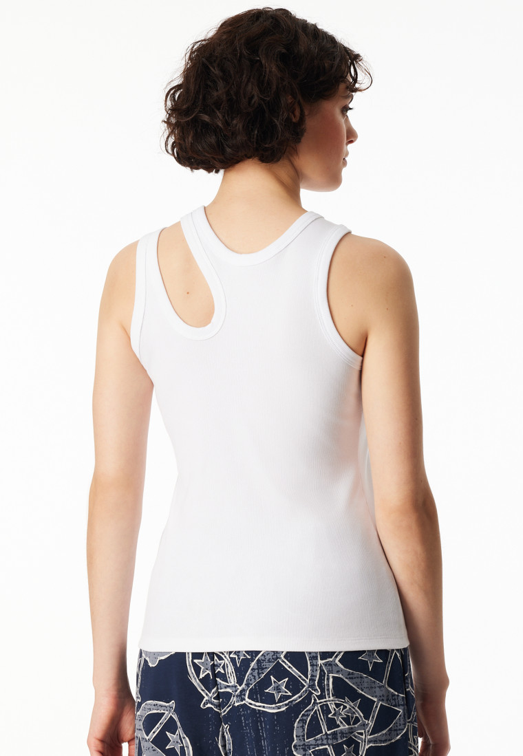 Strap top double rib cutout white - SCHIESSER 150 Years