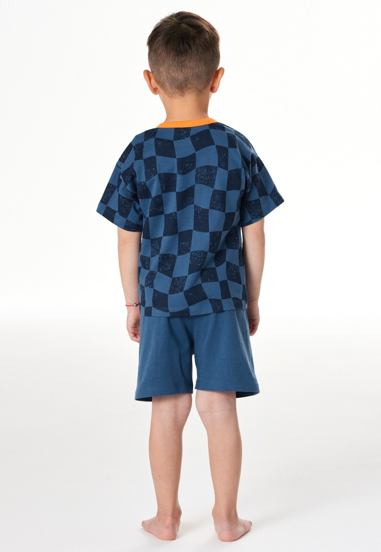 Pigiama corto a quadri smiley blu atlantico - Kids Nightwear