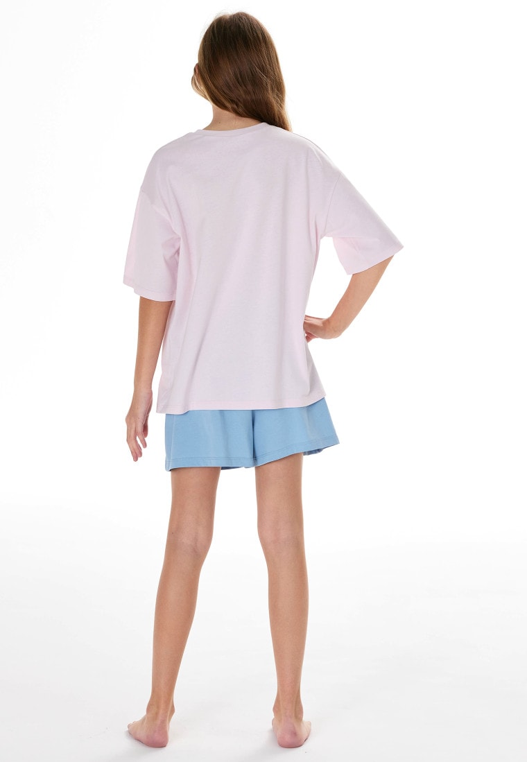 Pigiama corto arcobaleno surfer rosa - Teens Nightwear