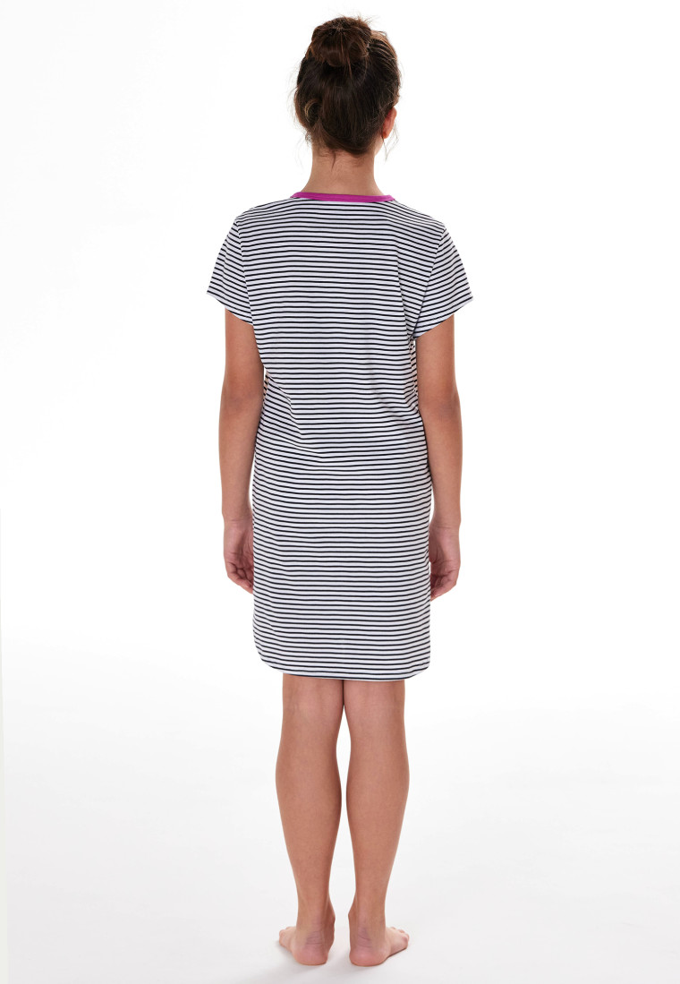 Nachthemd kurzar Ringel Zitrus fuchsia - Teens Nightwear