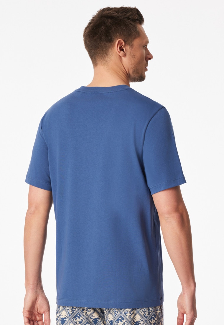 Maglietta a maniche corte scollatura a V blu atlantico - Mix+ Relax