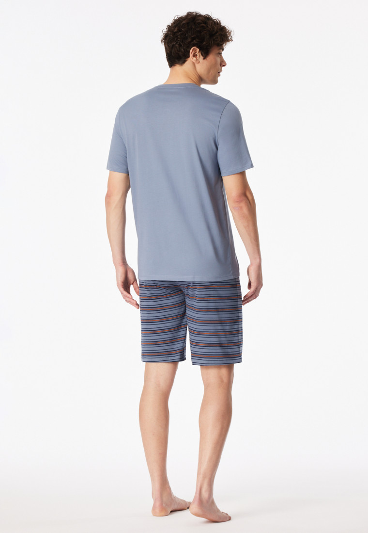 Short pyjamas with button placket blue-grey - Casual Nightwear