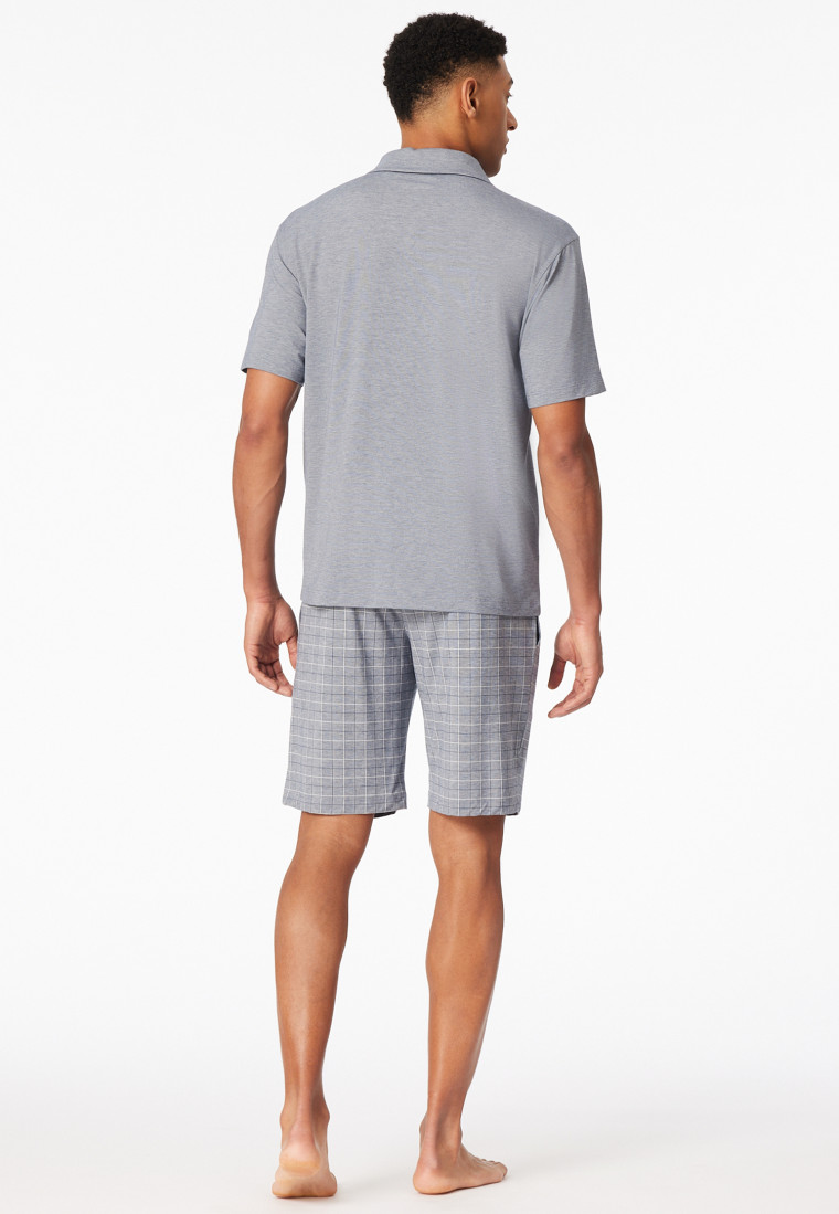 Short pyjamas jacquard polo collar admiral chequered - Selected Premium