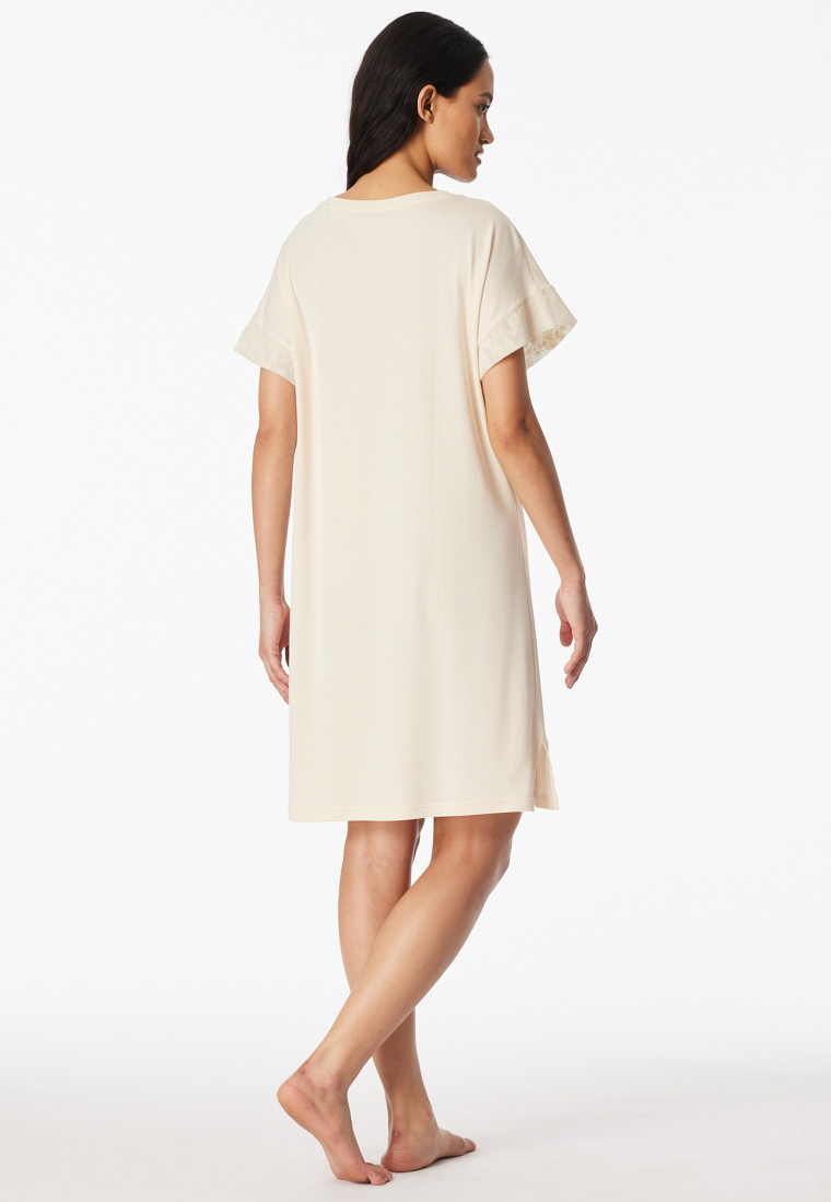 Sleep shirt short sleeve interlock short pearl - Modern Allure