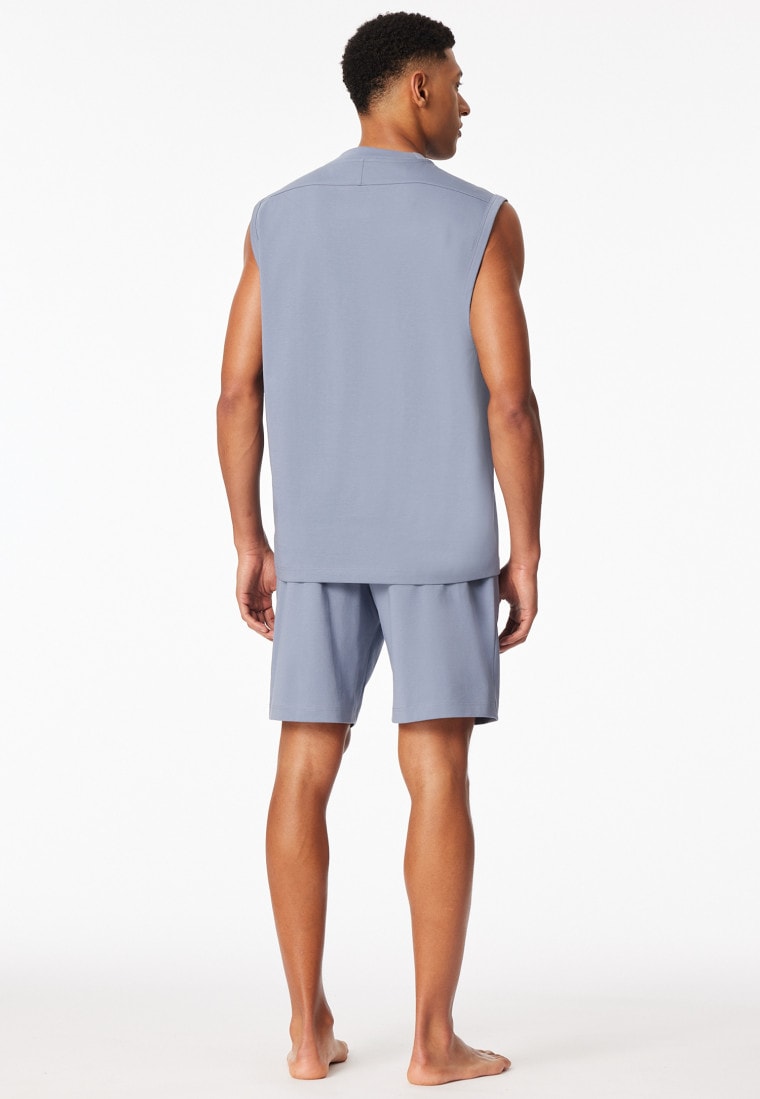 Pigiama corto senza maniche grigio-blu - Modern Nightwear