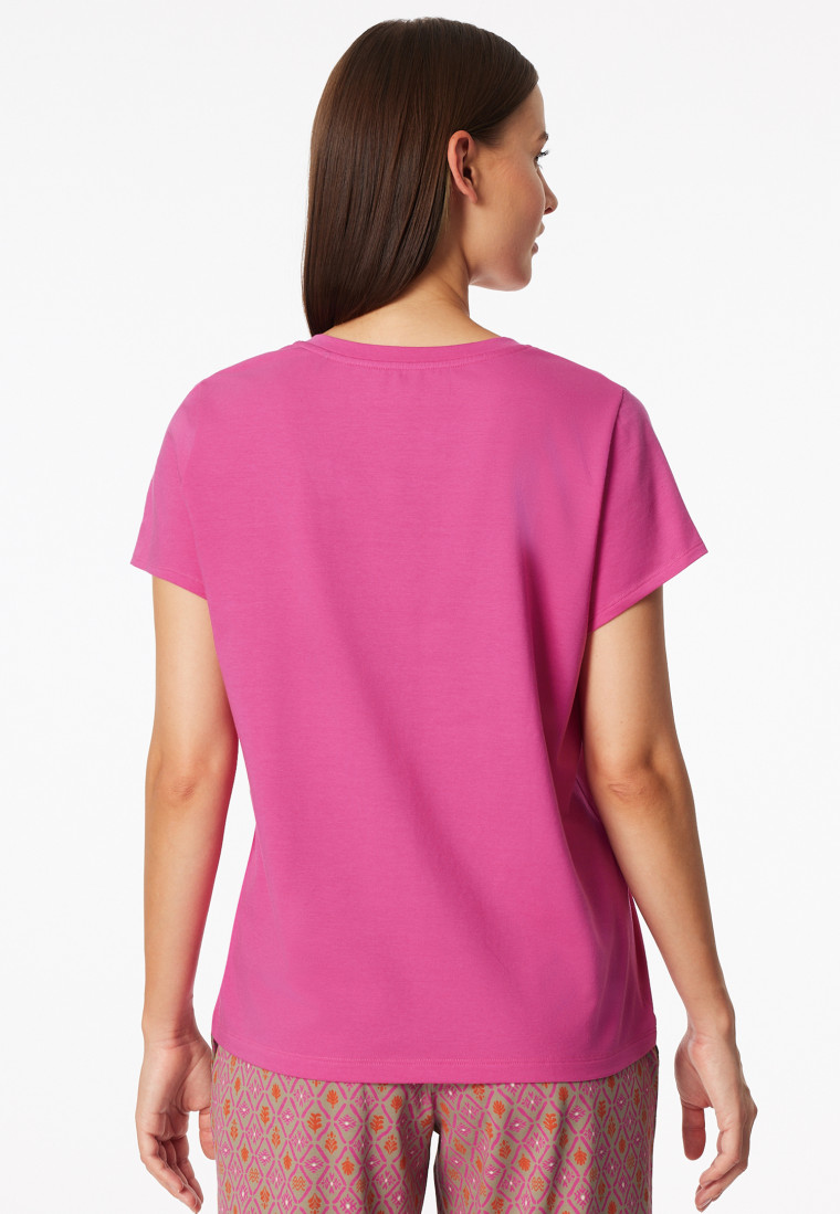 Shirt short sleeve v-neck fuchsia - Mix+Relax