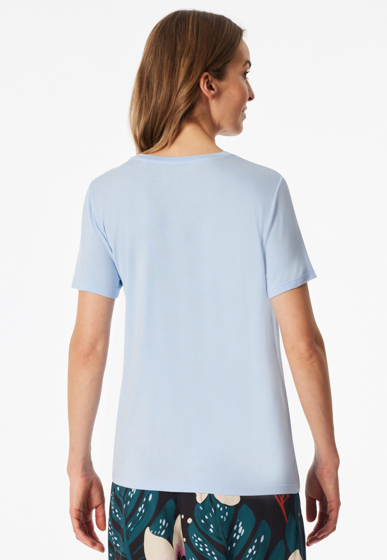 T-shirts à manches courtes encolure en V bleu clair - Mix+Relax