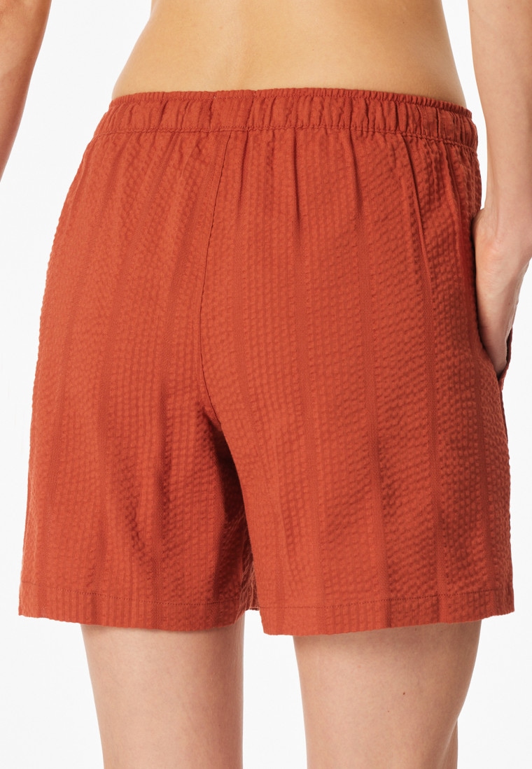 Hose kurz Webware Seersucker terracotta - Mix+Relax