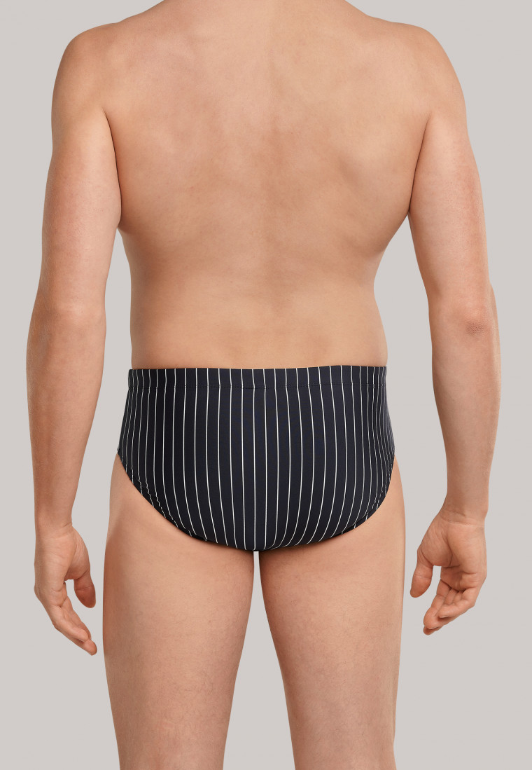 Badehose mit Reißverschlusstasche Wirkware recycelt Streifen schwarz - Nautical Casual