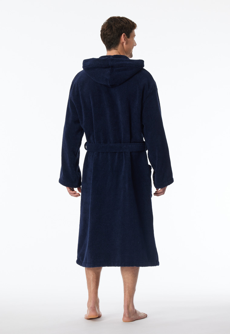 Bathrobe, terrycloth, navy-blue - "Essentials"