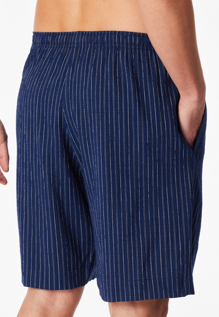 Bermuda woven fabric seersucker striped navy - Mix+Relax