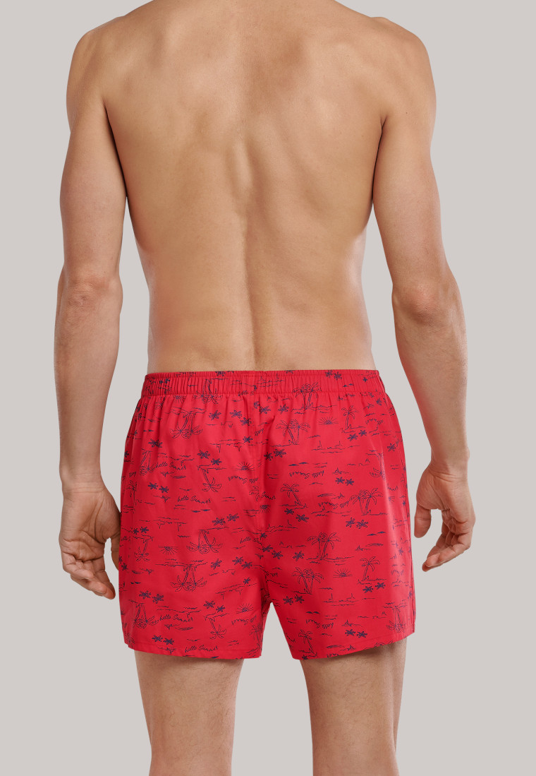 Confezione da 2 boxer in tessuto con fantasia con palme e salvagente blu denim/rosso - Fun Prints